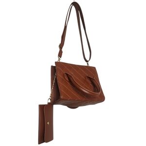 Elegant Quilted Brown Shoulder Bag Set